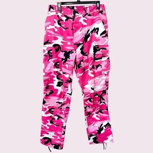 Y2k pink camo cargos